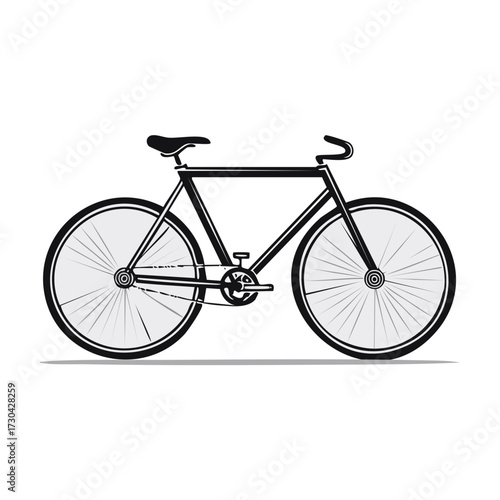 Simple Black and White Line Art Bicycle Illustration