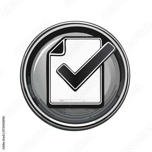 Checkmark on Document Icon in a Circular Frame