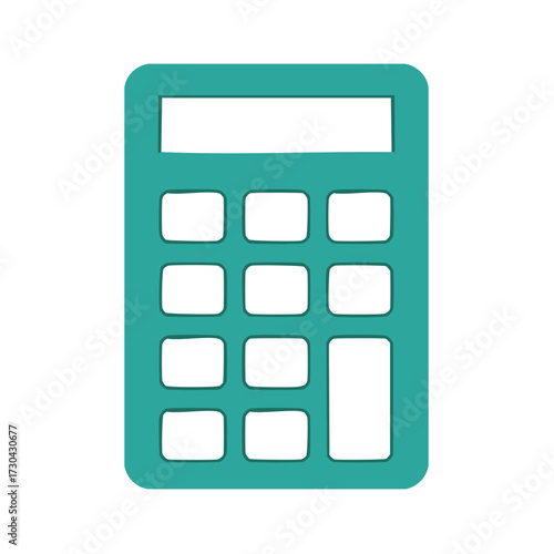 Isolated teal calculator design for financial accounting and mathematical calculation