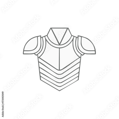 Line Art Illustration of Knight's Chest Plate with Shoulder Guards Medieval Armor