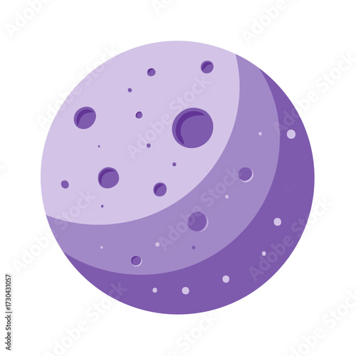 Purple moon with craters in flat design style illustration