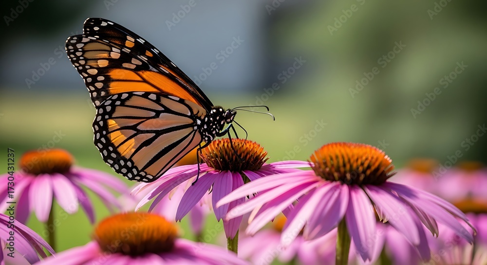 Fototapeta premium Monarch Butterfly on Purple Coneflower.
