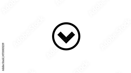 Minimalist Black Circle Down Arrow Icon for User Interface Design. UI/UX Element for Web Navigation, Scrolling, or Expanding Content