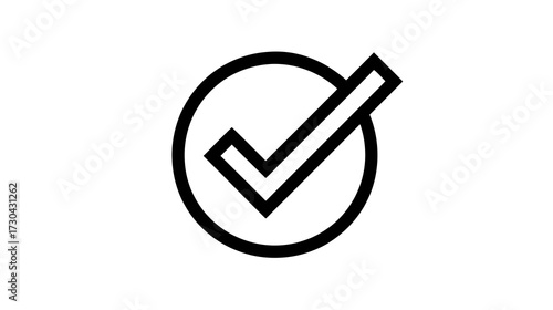 Simple black check mark icon in a circle, representing approval, completion, correctness, success, confirmation, or vote