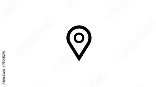 Outline map pin icon, minimalist location marker symbol. GPS navigation pointer graphic element for travel and digital apps.