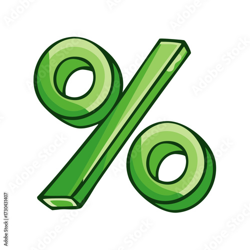 Fresh Green Percentage Sign Cartoonish Style Illustration Offers and Discounts Concept