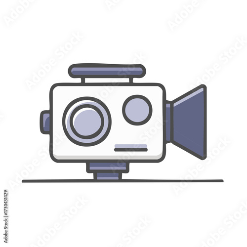Vintage Movie Camera Illustration in Vector Style: Video Recording Equipment for Filmmaking, Home Movies, Creative Work, or Streaming