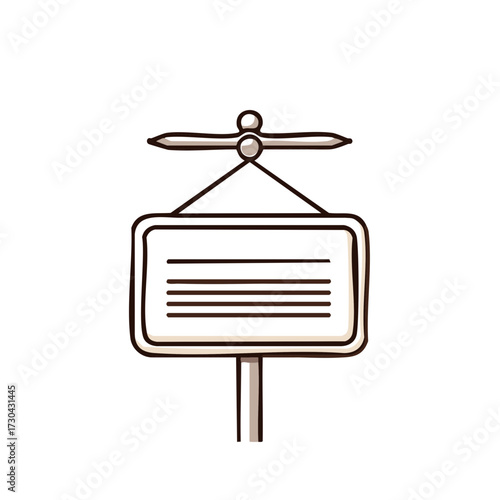 Hand-drawn doodle style blank signpost with empty space and lines for custom text