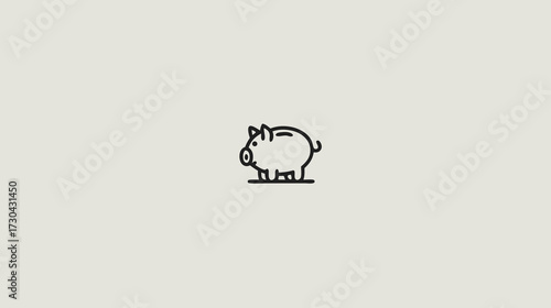 Minimalist piggy bank line icon representing financial savings, investment, budget, economy, and future planning on a neutral background.