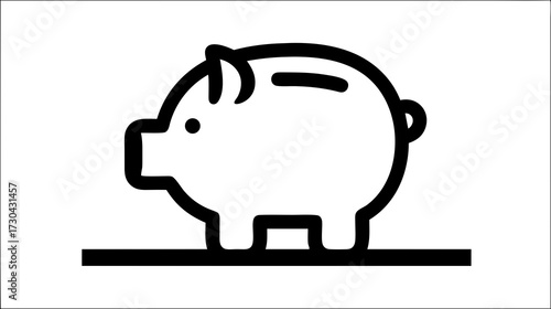 Simple Line Art Piggy Bank Icon for Saving Money, Finance, Investment, Budgeting, and Financial Growth Concept