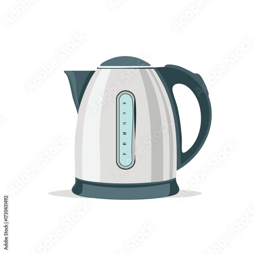 Modern stainless steel electric kettle with water level indicator and comfortable handle