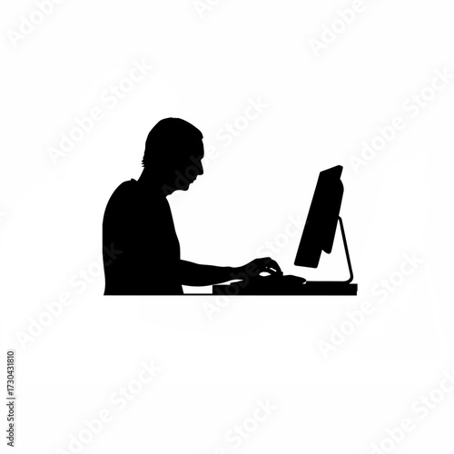 Administrator performing test restore from backup silhouette isolated on white background