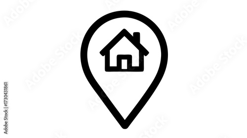 Home Location Map Pin Icon - House Address Marker for Real Estate, Property Search, and Residential Navigation Symbol