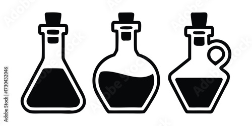 Chemical Reaction Bottle Vector Illustration for Science and Education
