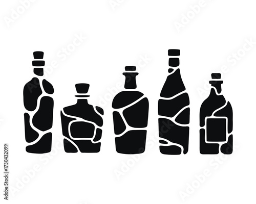 Black and White Artistic Glass Bottle Illustration