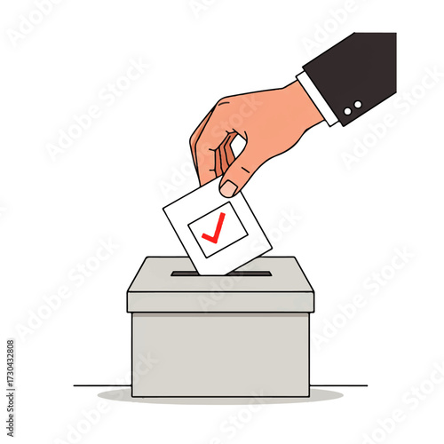 Hand Casting Vote into Ballot Box for Election.