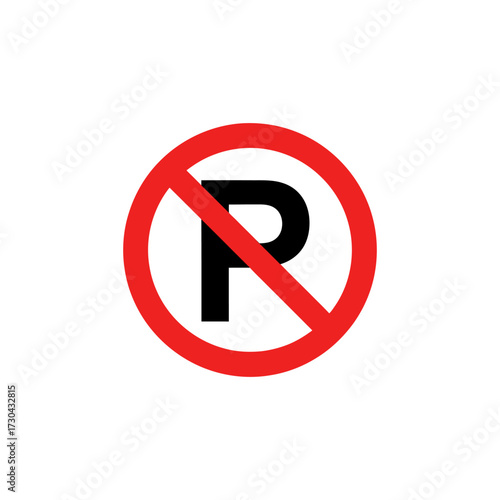 No parking sign displayed on white background indicating restricted area for vehicles, ensuring traffic safety and order in urban environment.