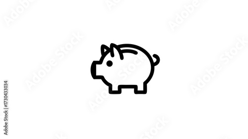 Minimalist piggy bank outline icon representing saving money, financial planning, investment, banking, and wealth management concept.