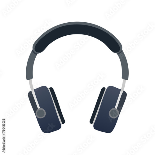 Studio Over Ear Headphones Illustration Listening to Music and Sound Device