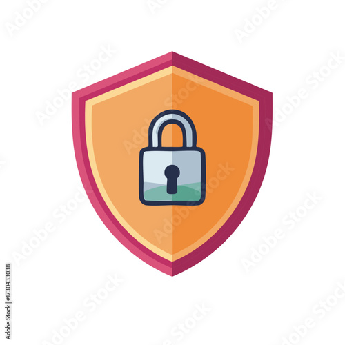 Shield and lock symbol for security and protection concept.