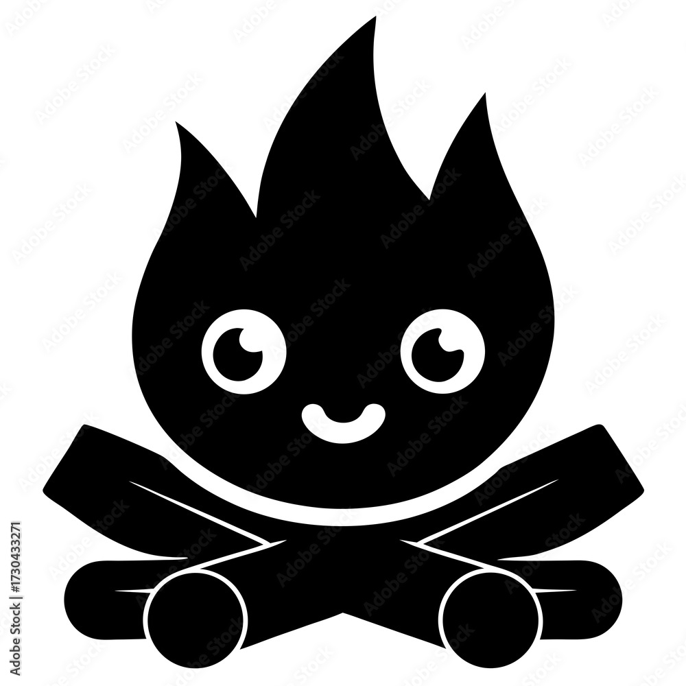 Obraz premium Black and white cartoon cat vector illustration sitting with a smiling face and cute tail
