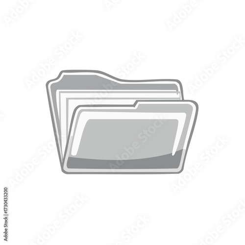 Gray Folder with Documents Illustration for Files or Organization