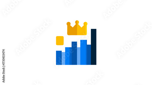 Premium business growth chart with golden crown, symbolizing top performance, success, leadership, and excellent financial results.