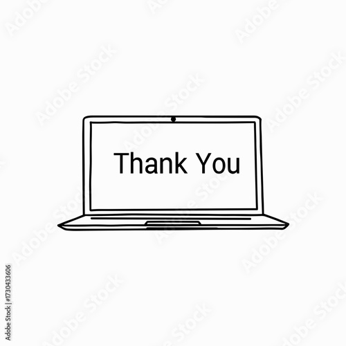 Laptop computer displaying 'Thank You' message on screen  