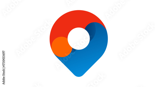 Modern abstract location pin icon. Colorful GPS map marker symbol for navigation, travel, find destination, digital pointer.