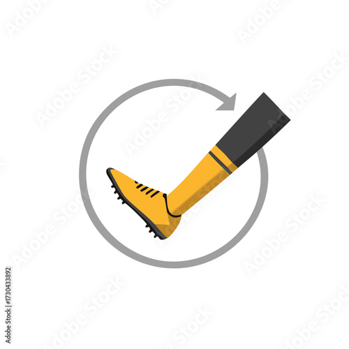 Turf Shoe Foot Rotation Icon, Cleated Footwear Motion Graphics, Sports Boot Turn Symbol