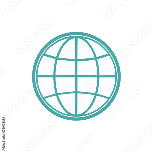 Flat Design World Globe Network Connection Icon Earth Sphere Grid