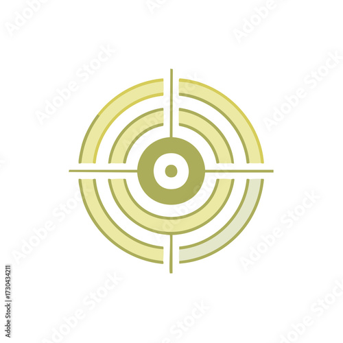 Abstract olive target for sniper aiming and navigation in geometric shapes