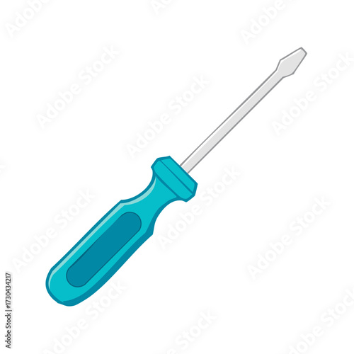 Teal Slotted Screwdriver Isolated Tool for Do It Yourself Projects