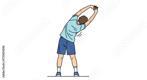 Stylized illustration showcasing a person performing a side stretching exercise for fitness and flexibility, promoting healthy lifestyles and