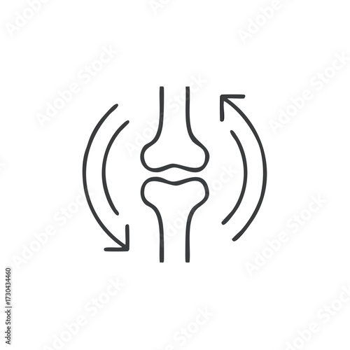 Knee Joint Bone Articulation Movement Circular Arrows Icon Symbol Outline