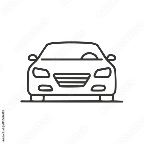Modern Sedan Car Front View: Auto Dealership, Automotive Industry, Transportation and Personal Vehicle Concept