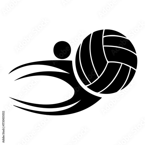 Stylized volleyball player icon, abstract sports vector logo for a game or team