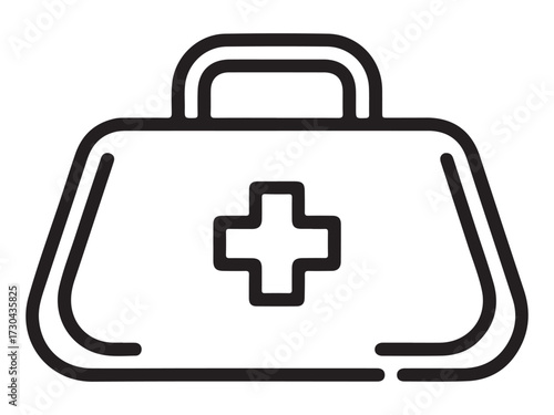Outline of a doctor bag silhouette isolated on white background