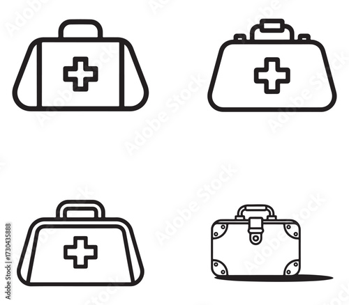 Classic doctor bag silhouette isolated on white background medical symbol