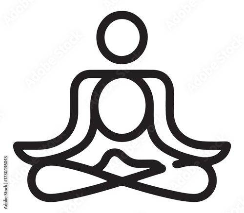 Minimal geometric yoga pose silhouette isolated on white background