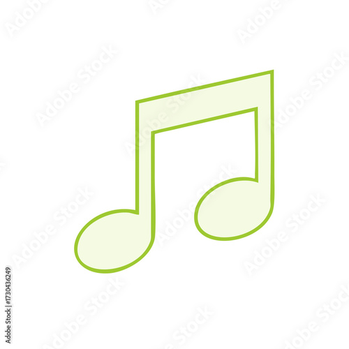 Stylized music note symbol with green outline, representing musical concepts and sounds.