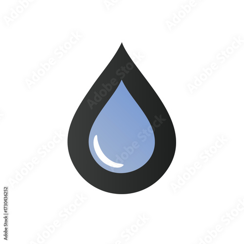 Stylized blue liquid drop icon with a bold black outline vector graphic element