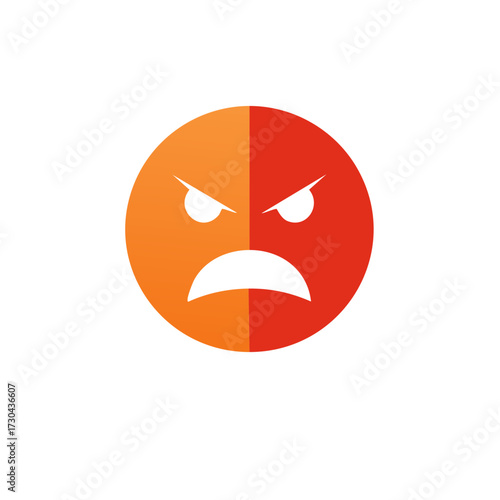 Angry Smiley Face Illustration in Red and Orange with a White Background