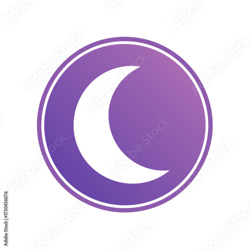Crescent Moon Icon in Purple Gradient Circle Sign Dream Symbol