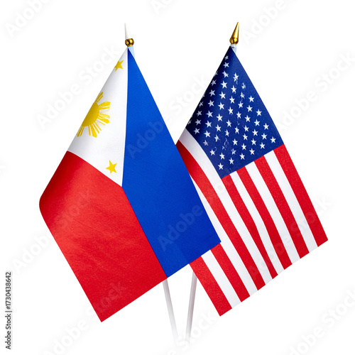 National Flags of the Philippines and the United States of America Standing Together, Symbolizing Bilateral Relations