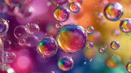 Wallpaper Mural Close-up image of floating rainbow bubbles, background, wallpaper.  Torontodigital.ca