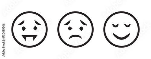 Black and White Unhappy Face Icon Pack