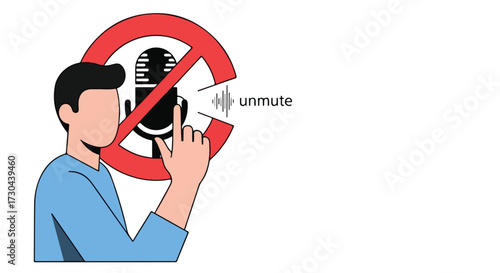 A visual representation of the instruction to keep the microphone muted during online meetings and virtual conference calls for better communication