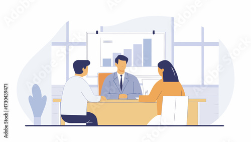 Dynamic business team collaborating on project growth strategy, discussing positive bar graph trends, reflecting success and modern professional teamwork