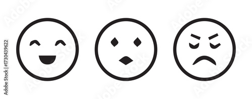 Minimalist emoji collection: love, surprise, smile